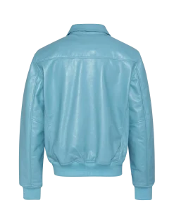 Blouson casual léger bleu ciel, cuir de vachette - BLEU CIEL