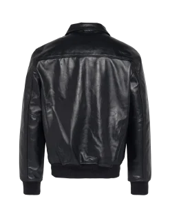 Blouson casual léger bleu marine, cuir de vachette - MARINE