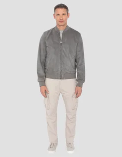 Blouson casual léger gris clair, cuir de chèvre - GRIS CLAIR