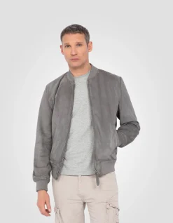 Blouson casual léger gris clair, cuir de chèvre - GRIS CLAIR