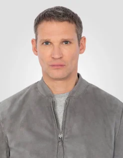Blouson casual léger gris clair, cuir de chèvre - GRIS CLAIR