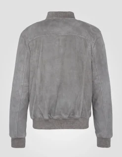 Blouson casual léger gris clair, cuir de chèvre - GRIS CLAIR