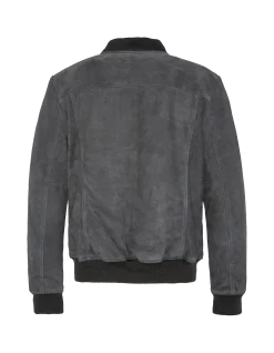 Blouson casual léger gris foncé, cuir de chèvre - GRIS FONCÉ