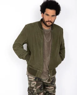 Blouson casual léger kaki, cuir de chèvre - KAKI