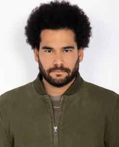 Blouson casual léger kaki, cuir de chèvre - KAKI