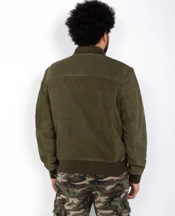 Blouson casual léger kaki, cuir de chèvre - KAKI