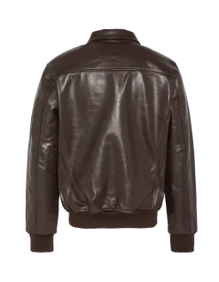 Blouson casual léger marron, cuir de vachette - MARRON