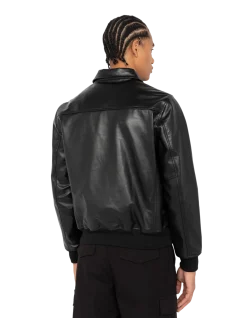 Blouson casual léger noir, cuir de vachette - NOIR