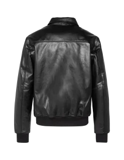 Blouson casual léger noir, cuir de vachette - NOIR