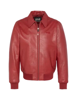 Blouson casual léger rouge, cuir de vachette - ROUGE