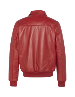Blouson casual léger rouge, cuir de vachette - ROUGE
