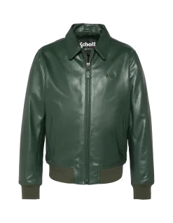 Blouson casual léger vert, cuir de vachette - VERT