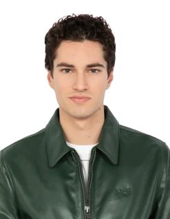 Blouson casual léger vert, cuir de vachette - VERT