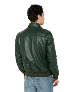 Blouson casual léger vert, cuir de vachette - VERT