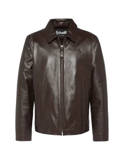 Blouson casual marron clair, cuir de vachette - MARRON CLAIR