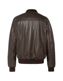 Blouson casual marron, cuir d'agneau - MARRON
