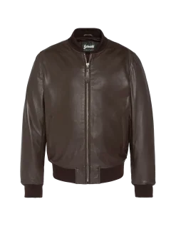 Blouson casual marron, cuir d'agneau - MARRON