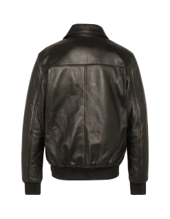 Blouson casual marron, cuir d'agneau - MARRON