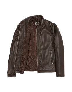 Blouson casual marron, cuir d'agneau - MARRON