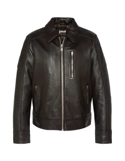Blouson casual marron, cuir d'agneau - MARRON