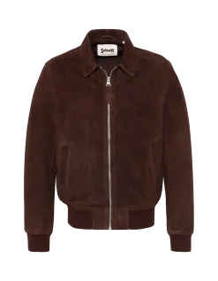 Blouson casual marron foncé, chèvre velours - MARRON FONCÉ