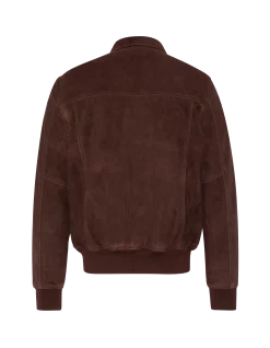 Blouson casual marron foncé, chèvre velours - MARRON FONCÉ