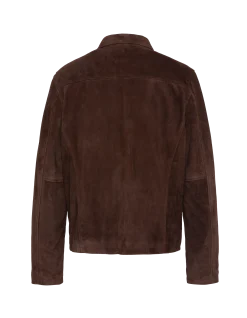 Blouson casual marron foncé, chèvre velours ultralight - MARRON FONCÉ