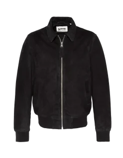 Blouson casual noir, chèvre velours - NOIR