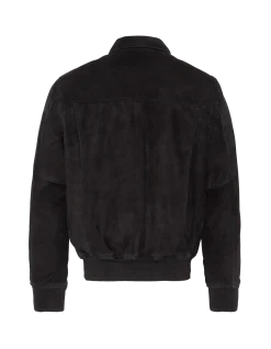 Blouson casual noir, chèvre velours - NOIR