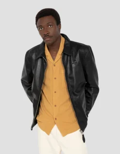 Blouson casual noir, cuir d'agneau lavé - NOIR