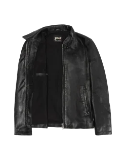 Blouson casual noir, cuir d'agneau lavé - NOIR