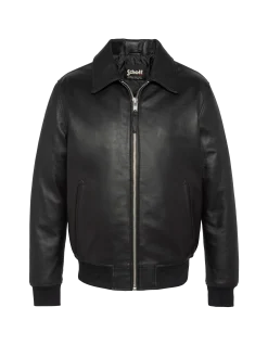 Blouson casual noir, cuir d'agneau - NOIR