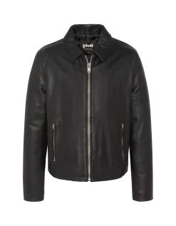 Blouson casual noir, cuir d'agneau - NOIR