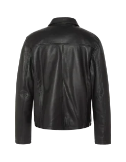 Blouson casual noir, cuir d'agneau - NOIR