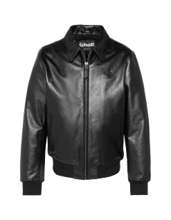 Blouson casual noir, cuir de vachette - NOIR