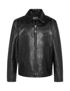 Blouson casual noir, cuir de vachette - NOIR