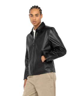 Blouson casual noir, cuir de vachette - NOIR