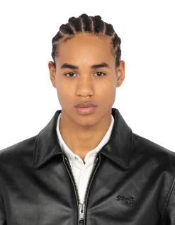 Blouson casual noir, cuir de vachette - NOIR