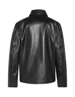 Blouson casual noir, cuir de vachette - NOIR