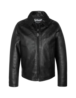 Blouson casual noir, cuir de vachette - NOIR