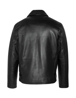 Blouson casual noir, cuir de vachette - NOIR