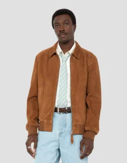 Blouson casual rouille, chèvre velours - ROUILLE