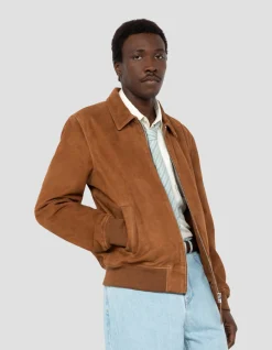 Blouson casual rouille, chèvre velours - ROUILLE