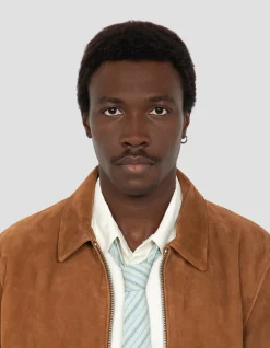Blouson casual rouille, chèvre velours - ROUILLE