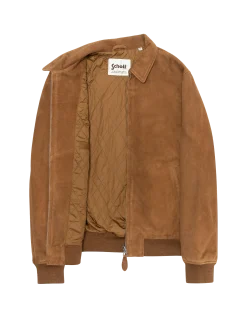 Blouson casual rouille, cuir de chèvre velours - ROUILLE