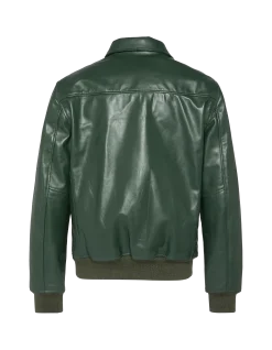 Blouson casual vert, cuir de vachette - VERT