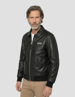 Blouson CWU noir, cuir d'agneau - NOIR