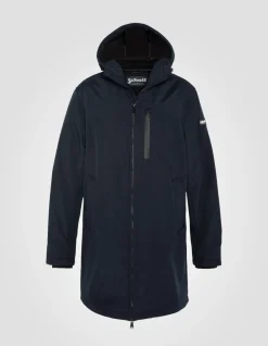 Blouson long urban déperlant bleu marine - MARINE