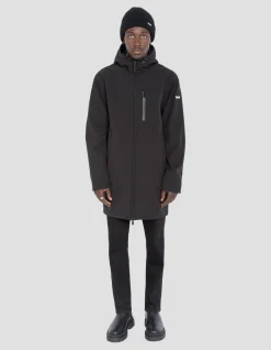 Blouson long urban déperlant noir - NOIR