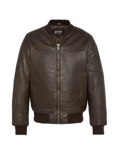 Blouson marron casual, cuir d'agneau - MARRON